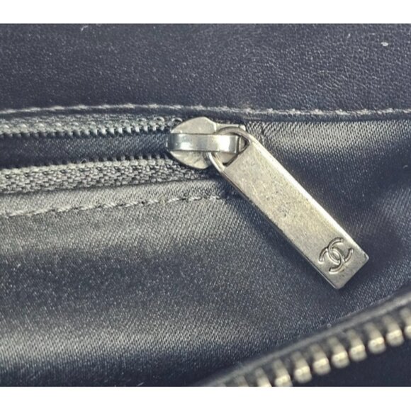 CHANEL CC Crossing Shopping Tote Shoulder Bag Chain Black Chevron 2016 Silver - Picture 16 of 16